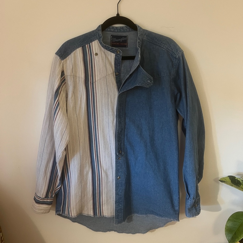 Wrangler Men's Denim and Striped Casual Shirt